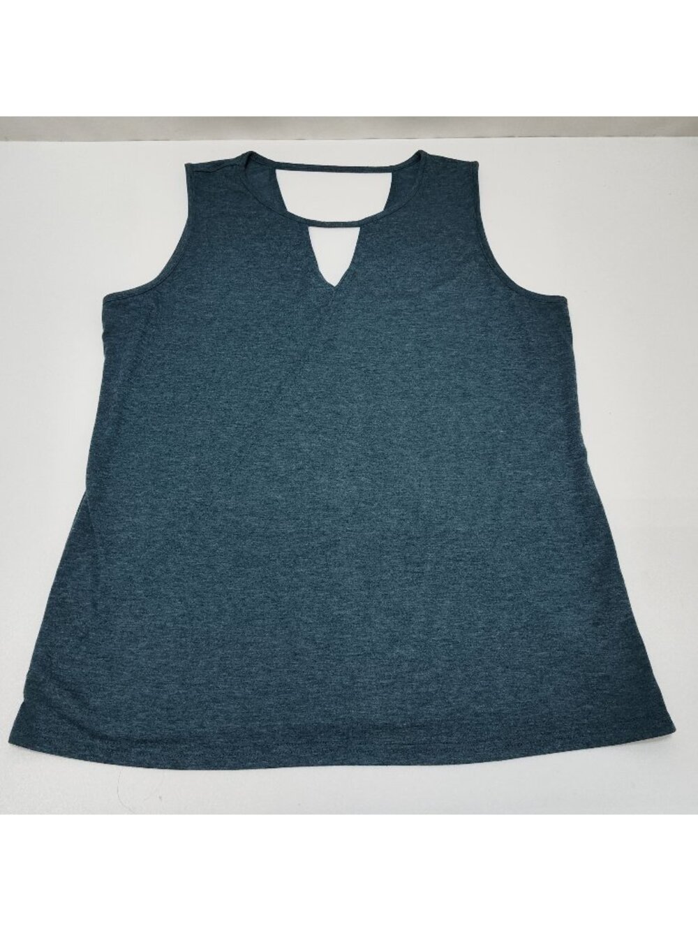 Poetsky Sleeveless XL Teal Keyhole Back Tank Top Soft Rayon Blend Womens Shirt